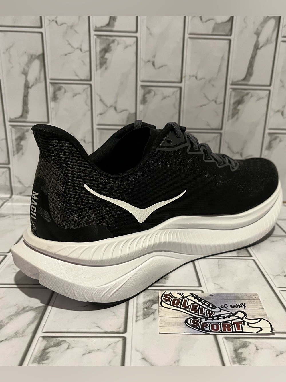 New Hoka One One Mach 6 Running Shoes Black White Mens Size Training Gym - Picture 10 of 16
